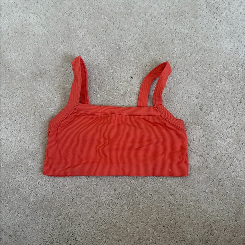 Ribbed Coral Cropped Tank Top